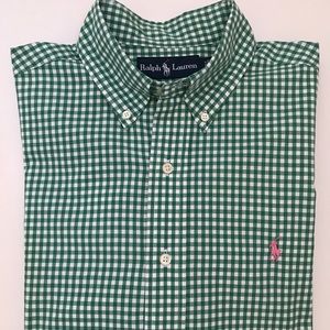 SOLD Men's Ralph Lauren Polo green & white shirt M